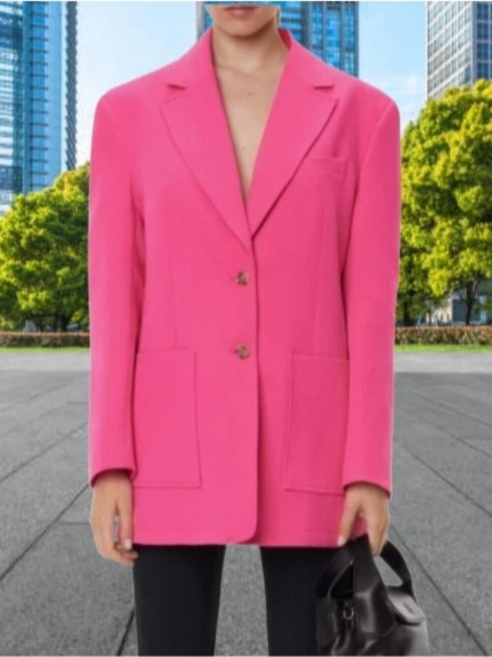 Zara Barbie Pink Patch Pocket Oversized Blazer NEW S